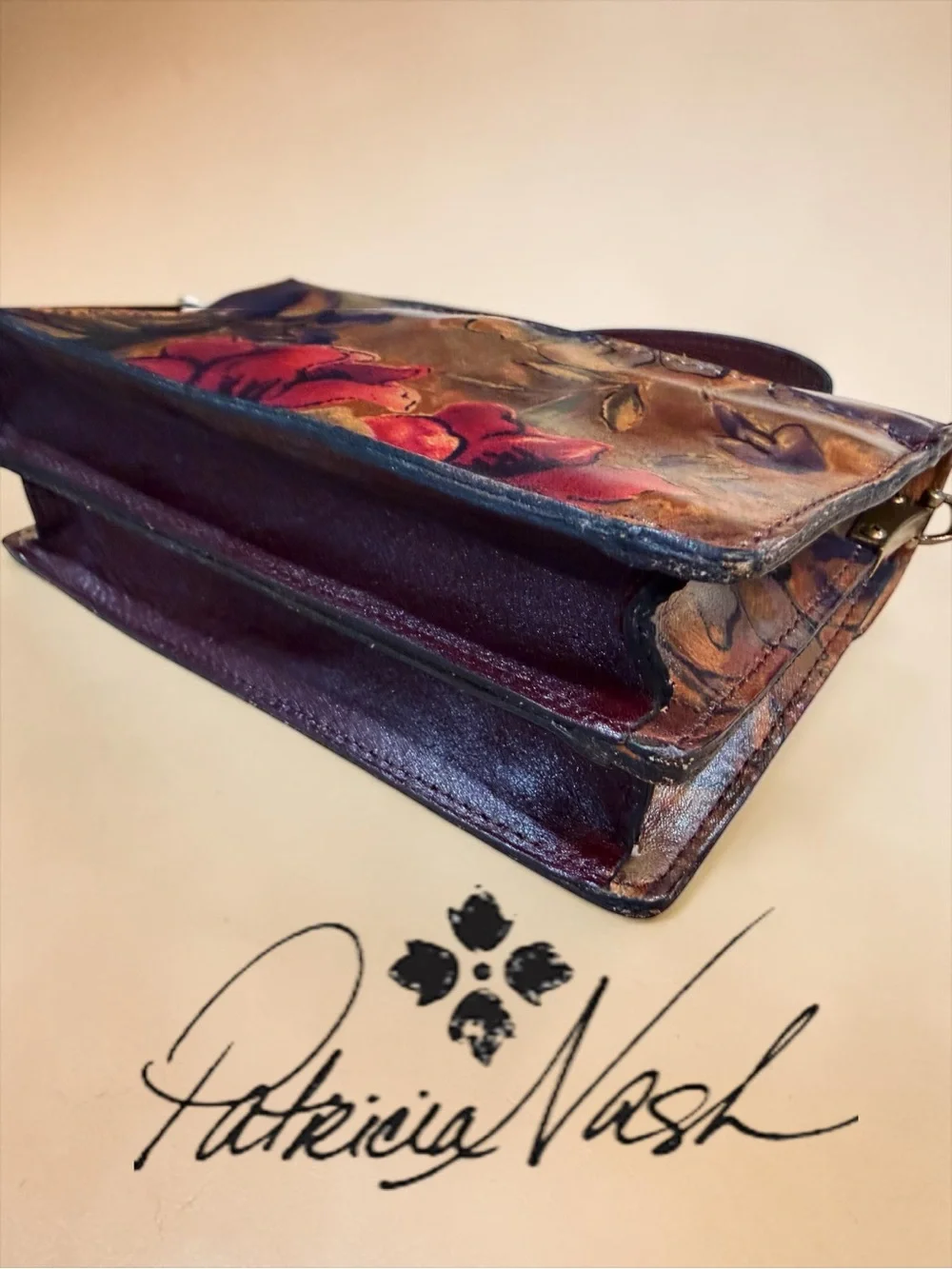 NWT Patricia Nash Porcili Leather Top Handle Crossbody Floral Satchel